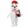 eLUUGIE Inflatable Polar Bear Holding Penguin Christmas Inflatable Penquin Costume