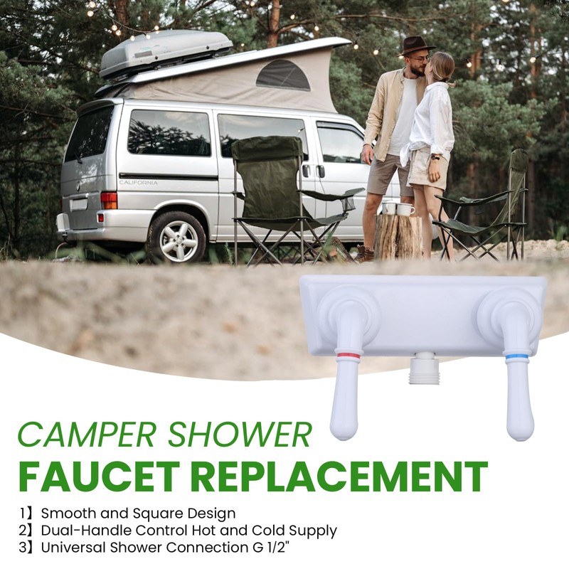 RV Shower Faucet, Camper Shower Faucet Diverter with Classical Handles,