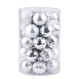 Penta Angel Christmas Ball Ornaments 30Pcs Xmas Tree Decoration Hanging Balls for Indoor Outdoor Holiday Birthday Wedding Party Decoration (4cm, Silver)
