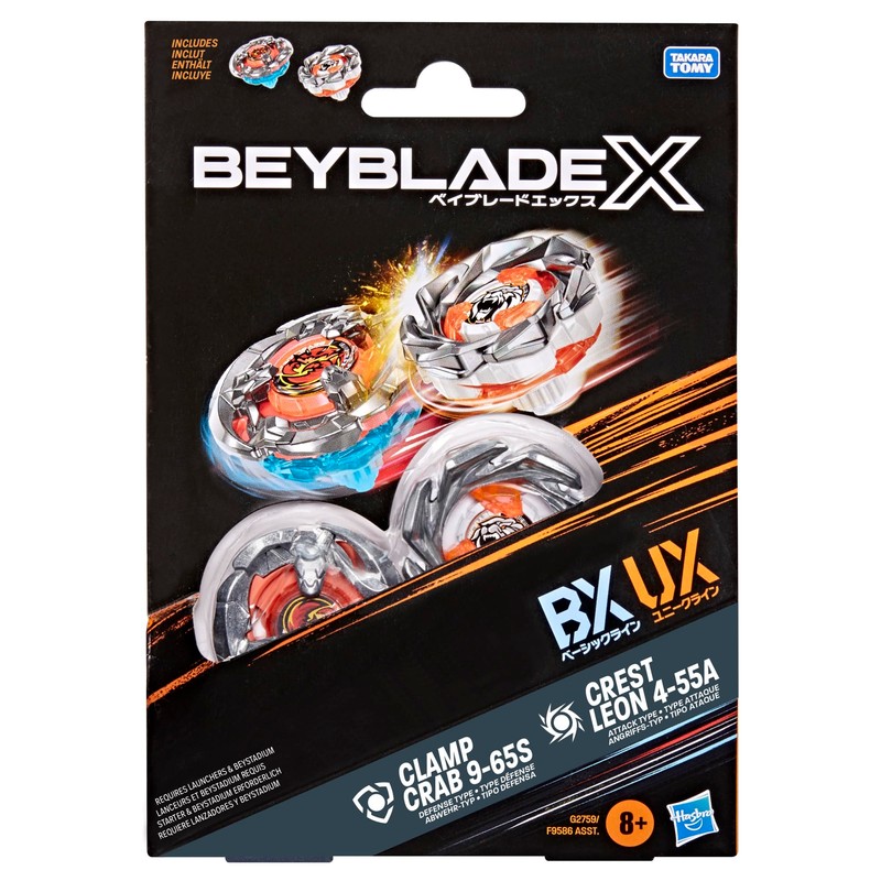 Beyblade X, Clamp Crab 9-65S BX e Crest Leon 4-55A