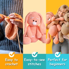 3 Pack Chunky Yarn for Crocheting - Chenille Bulky Blanket Yarn for Crochet and Knitting Blankets, Amigurumi, Craft, Hat, Shoes, Plush Fluffy Soft 71 yds/3.5 oz Each Skein (Light Purple)