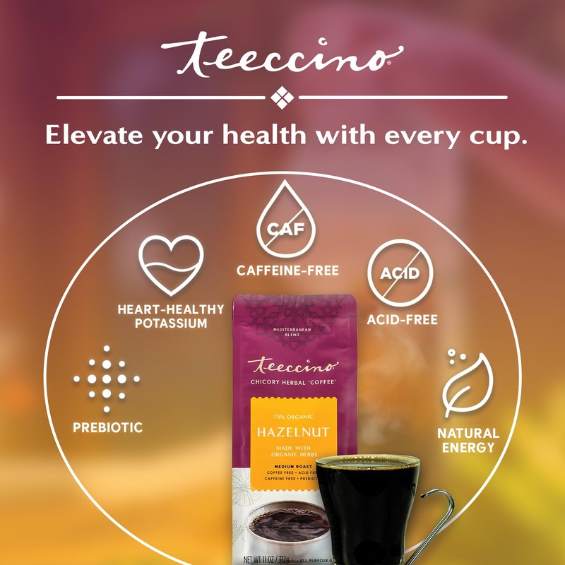 Teeccino Hazelnut Chicory Coffee Alternative - 11 Ounce - Ground