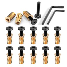 Wavanta 10Pcs M6 x 30mm Furniture Screw Nut Threaded Wood Inserts Bolt Fastener Connector Hex Socket Drive M6 x 25mm Screw-in Nuts with Wrenches