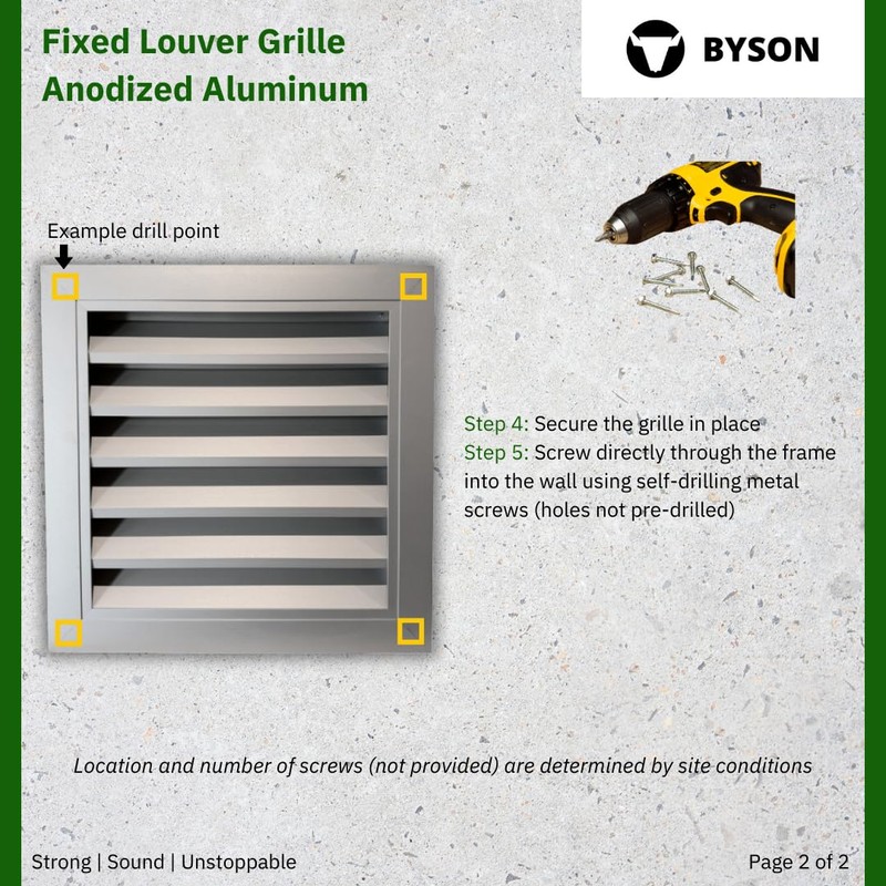 Byson 12" x 12" Aluminum Gable Vent - Anodized Aluminum