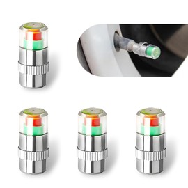 MLY 4 PCS Car Tire Pressure Monitor Valve Stem Caps, 2.4Bar 36PSI Car Tire Pressure Monitor Sensor Indicator, 3 Color Eye Alert Tire Valve Caps with pressure gauge, Fit for Most Cars