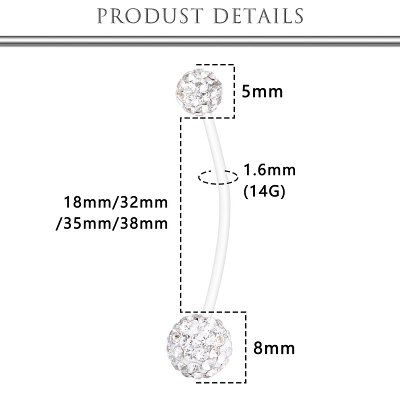 Hoeudjo Pregnancy Belly Rings Maternity Belly Button Rings Plastic Long
