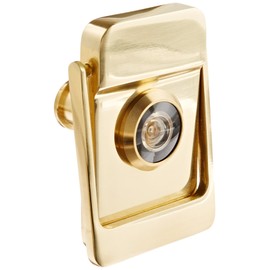 Rockwood 614V.3 Brass Door Knocker with Door Viewer, 2-1/8" Width x 3" Height, Polished Clear Coated Finish