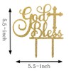 Topfunyy God Bless Cake Topper Gold Acrylic Topper for Baptism,