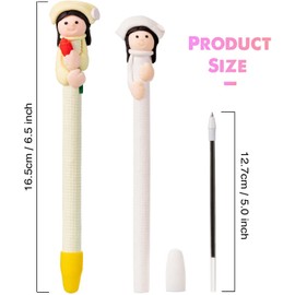 6 Pieces Novelty Ballpoint Pens, Cute Doctor Nurse Pens, 0.5mm Tip Black Ink Pens for Writing Stationery School Office Supplies