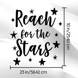Reach for The Stars Vinyl Wall Decal - Black 26" x 23" Inspirational Quote Sticker - Motivational Wall Art for Nursery, Bedroom, Classroom, Office Décor