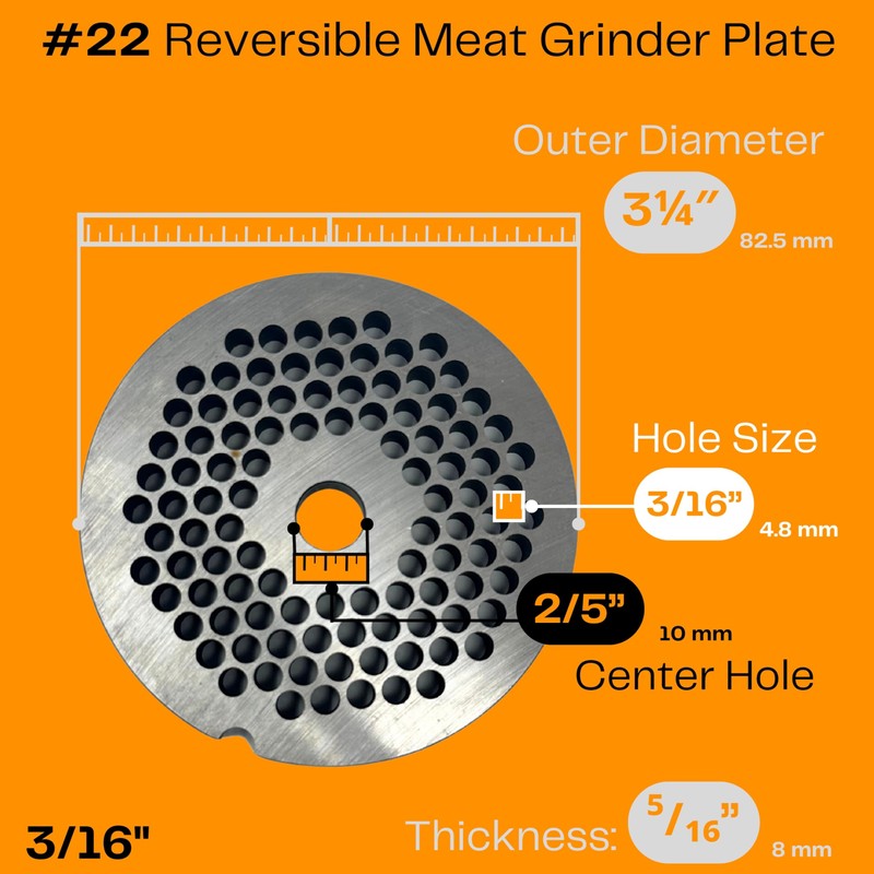 Cutlery Mania #22 Meat Grinder Plate. (#22 Reversible 3/16")