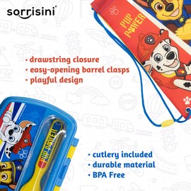 Sorrisini Children's Lunch Box with Cutlery Set, Children's Gym Bag, Breakfast Box for Kids, Lunch Box for Children with Cutlery, Lunch Bag for Picnic, Nursery, Sports Bag