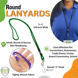 Specialist ID Bulk 25 Pack - Premium Round ID Badge Holder Neck Lanyards for Badges and Name Tags - 36 in Non-Breakaway Heavy Duty Rope Cord & Secure Metal Swivel J Hook Clip (Red)