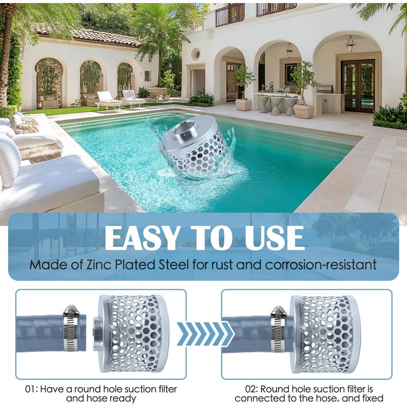 Round Hole Suction Strainer Filter, Hose Water Pump Inlet Strainer,