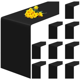 10 Pack Polyester Table Runner 12 x 72 inch Black Thick Table Runner for Wedding Birthday Party Hotel Restaurant Banquet