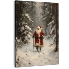 Christmas Wall Decor, Winter Wall Art Decor Xmas Canvas Wall Art Prints, vintage christmas Santa decor,christmas pictures wall decor, Christmas Wall Decorations for Bedroom, 11x14 Inches Framed