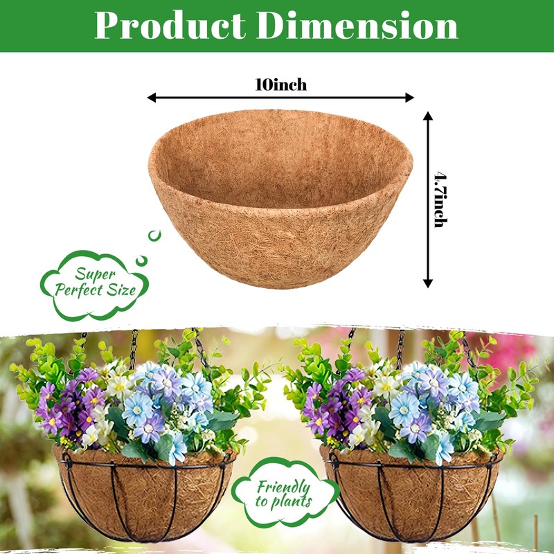 Riare 4 Pack 10 Inch Round Coco Liners Replacement, 100%