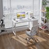 Lufeiya White Computer Desk with Fabric Drawers, 47 Inch Reversible
