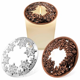 Moxweyeni 2 Pieces Candle Toppers to Burn Evenly Scented Jar Candles Mental Cover 2.85 Inch Christmas Leaf Pine Topper Lids Accessories Sleeves Gifts for Xmas Decorative Party Favor(Chic Style)