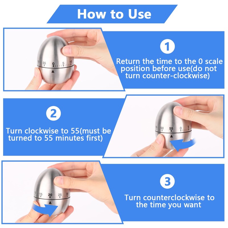 VMUTGA Egg Timer, Mechanical Egg Timer, Egg Shaped Timer Stainless