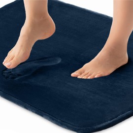 Gorilla Grip Thick Memory Foam Bath Rugs, Soft Absorbent Velvet Bathroom Mats, Durable Dots on Underside, Machine Washable Bathmat, Carpet Rug Room Decor for Shower Floor, 36x24 Mat, Navy Blue