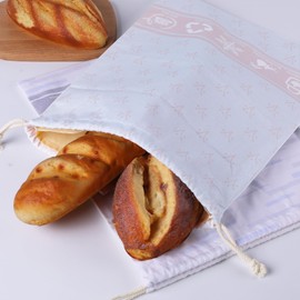 BNUNWISH Reusable Beeswax Bread Bags for Homemade Loaf set of 2, Freezer Cotton Sourdough Storage Bag with Detachable Beeswax Cloth Lining, XL Size -13 * 17IN