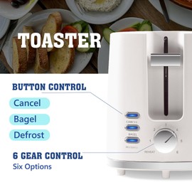 Seydere Toaster 2 Slices, Toasters Wide Slot, Bread Toaster with Cancel, Bagel, Defrost Function, Bagel Toasters with Removable Tray & 6 Temperature Settings, Beige