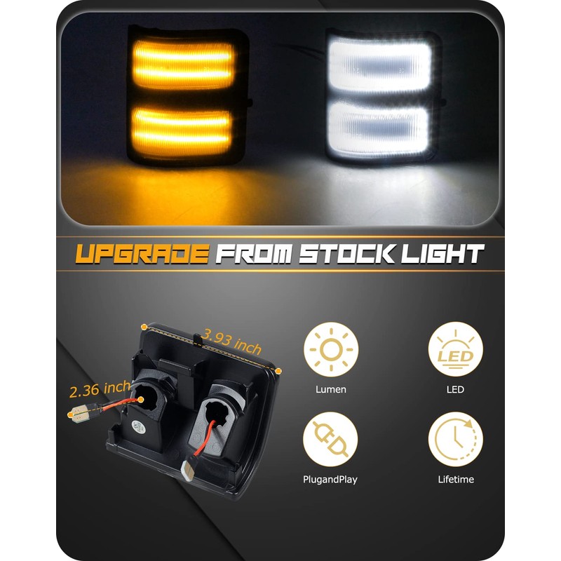 RUXIFEY Sequential Switchback Side Mirror Marker Lights Smoked Turn Signal