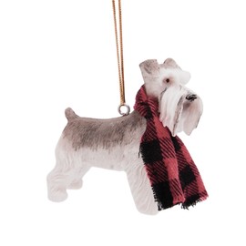 Festive Schnauzer with Scarf Christmas Ornament - 3-Inch Holiday Tree Decor