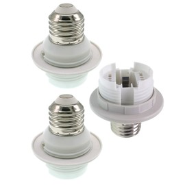 TWDRTDD E27 to G23/G24 Socket Adapter, E26/E27 Edison Screw to 2Pin/4 Pin G23 G24 Base Bulb Socket Adapter Converter (3, Threaded,with Ring)