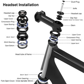 CNCLOL 1-1/8 Bike Headset 34/44/41.8-52/44-55/44-56mm, MTB Threadless Semi-integrated, Bicycle Headset Kit Straight Tube Double Sealed Bearings for Bmx/Mountain/Road Bike 34mm