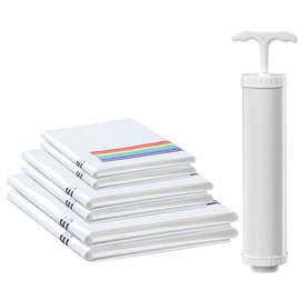 funest Vacuum Seal Bags 6 Pack with Hand Pump, Vacuum Storage Bags Space Saver 80%, Vacuum Compression Bags Travel Lugggage, Comforters, Blankets, Pillows, Clothing Storage (2 Large, 2 X-L, 2 Jumbo)