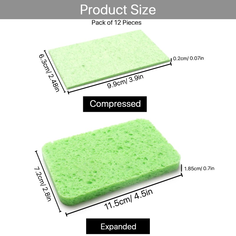 wowled Biodegradable Kitchen Sponges Washing Up, 12 Pack Natural Compostable