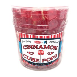 Hard Candy Cube Lollipop Suckers: Individually Wrapped Flavored Sucker Pack by Espeez - Old Fashioned Square Party Pops in Bulk - Cinnamon, 100 Count