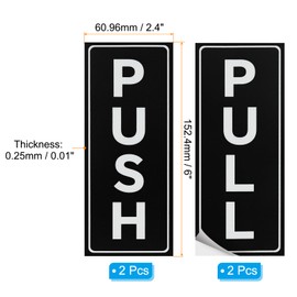 PATIKIL Push Pull Sticker Sign, 2 Pcs 6x2.4" Self Adhesive Vertical Vinyl Push Pull Decal Push Pull Glass Door Sign for Stores Office Shops Cafes Business, Black Board White