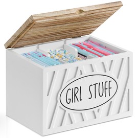 Tampon Holder for Bathroom for Bathroom Accessories, Feminine Product Organizer with Lid, Shark Week Bathroom Organizer Tampon Storage for Bathroom Decor, Wood Pad and Tampon Organizer for Girl Stuff