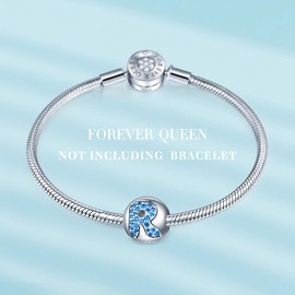Forever Queen Women's Alphabet Letter Charm Bead 925 Sterling Silver Letter Charm for European Bracelets Charm Pendant with Gift Box Multi-Way