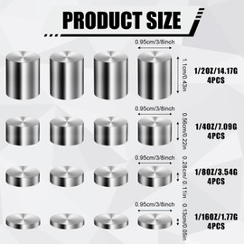 16pcs Car Weights for Pinewood Derby, 3.75 Oz Tungsten Buffer Weight 4 Sizes Cylindrical Pine Car Counterweight to Speed Up Your Car
