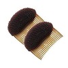 2PCS Women Lady Girl Magic Hair Styling Clip Do Beehive Hair Styler Tool Charming Bump It Up Volume Inserts Stick Bun Maker Hair Comb Hair Accessories (Brown)