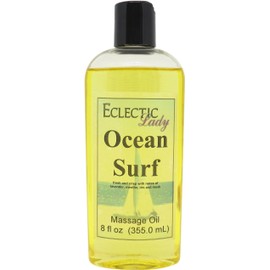 Ocean Surf Massage Oil, 8 oz, with Sweet Almond Oil and Jojoba Oil, Preservative Free, Perfect for Aromatherapy and Relaxation