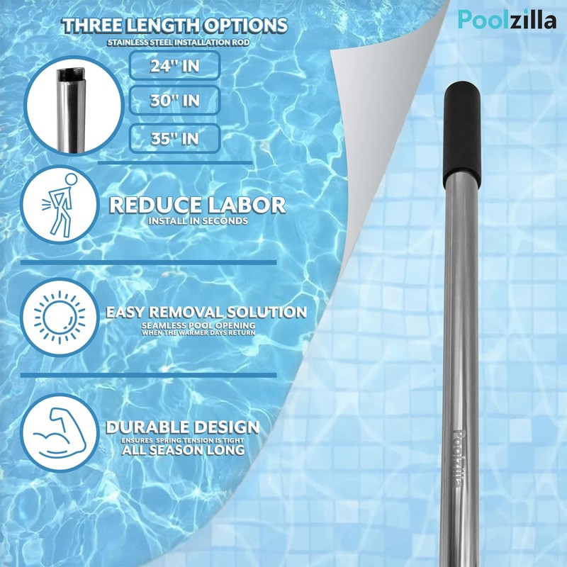 Poolzilla 35" Stainless Steel Extra Long Installation Rod for Brass