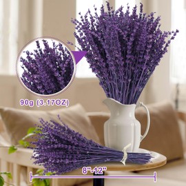 Oning Dried Purple Lavender Flowers Bundle-Dried Preserved Lavender Bouquet 8-12" for Shower Weeding Home Vase Decor, Crafts, Aromatherapy, Fragrance, Fresh Silk Dry Live Plants, 90g(3.17oz)