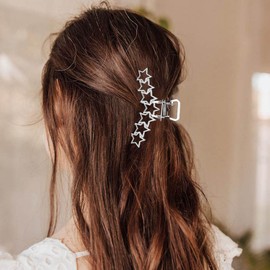 Bartosi Metal Claw Clip Stars Large Hair Clips Thick Hair Barrettes Fashion Hair Accessories for Women and Girls 2 PCS(Gold and Silver)