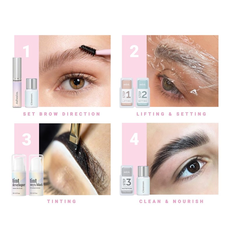 MIYA LASH Wimpernlift- und Augenbrauen-Laminierungsset mit Tönung, Dunkelbraun