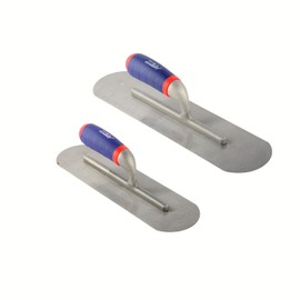 ATE Pro. Tools USA - 2 Piece Stainless Steel Pool Trowels with Soft Grip Handle | Includes 16" x 4" & 14" x 4" Finishing Trowels Set | Professional Round End Trowel | Masonry Hand Trowel