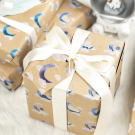 BIOBROWN Baby Shower Wrapping Paper Sheet Baby Boy Girl Gift Birthday Kraft Wrapping Paper Folded Flat 27.5 inch X 39.4 inch per Sheet Total 2 Large Sheets