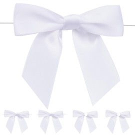 jijAcraft Weiß Kleine Schleifen Selbstklebend: Dekoschleifen mit Draht für Hochzeit 9×8.5cm Fertige Geschenk Schleife Kommunion 24 Stück Satinschleifen für Basteln Ästen Weihnachtsbaum