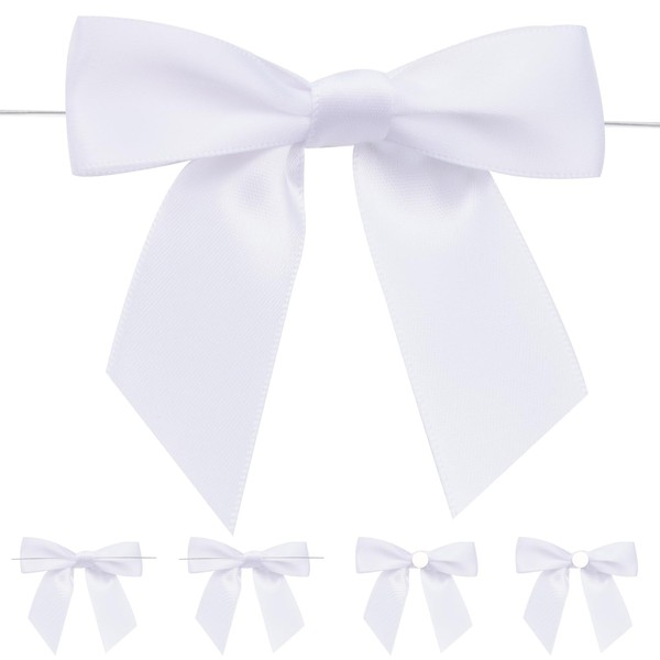 jijAcraft Weiß Kleine Schleifen Selbstklebend: Dekoschleifen mit Draht für Hochzeit