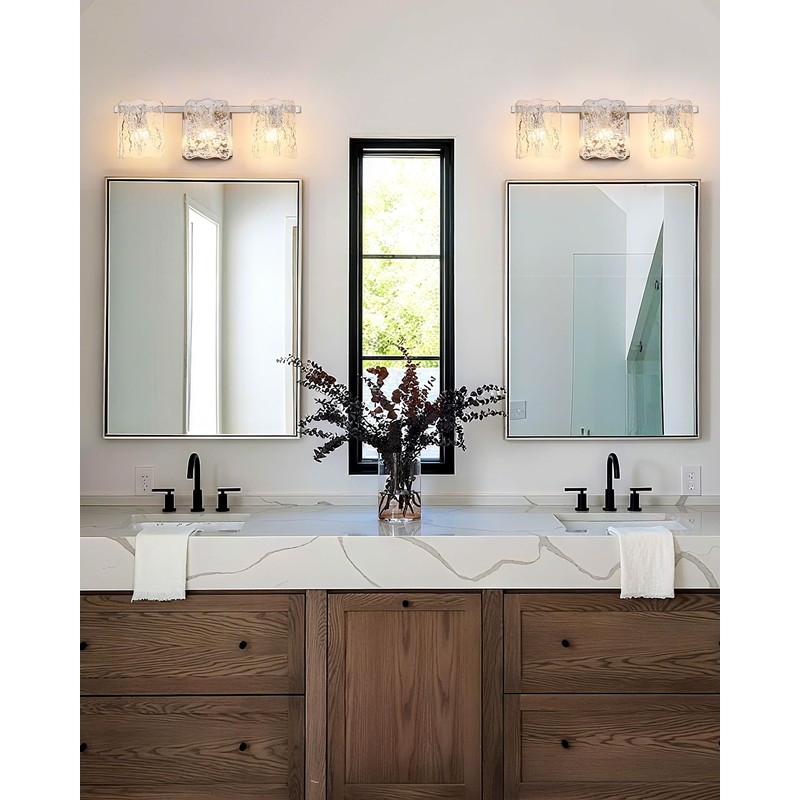 Osimir 3-Light Bathroom Vanity Light, Brushed Nickel Bathroom Light Fixture