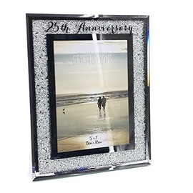 Wedding Anniversary 25th Silver Crystal Border 5 x 7 Photo Frame Gift